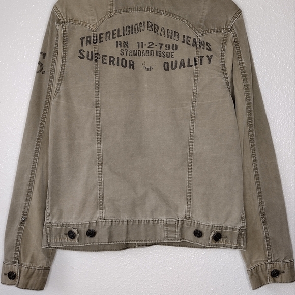 True Religion Jimmy Military Green Y2K Button Down Long Sleeve Jacket Size M - Picture 8 of 15